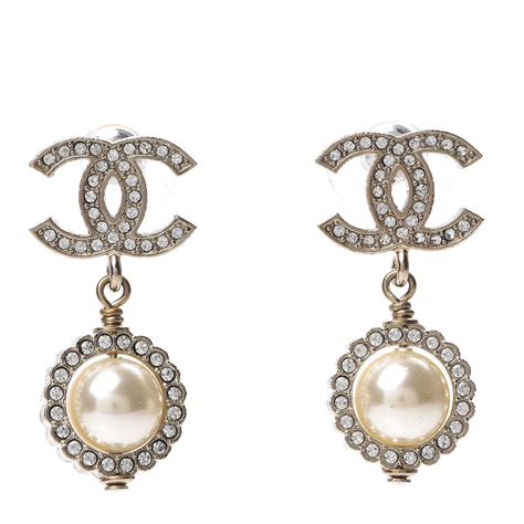 chanel crystal pearl drop earrings.